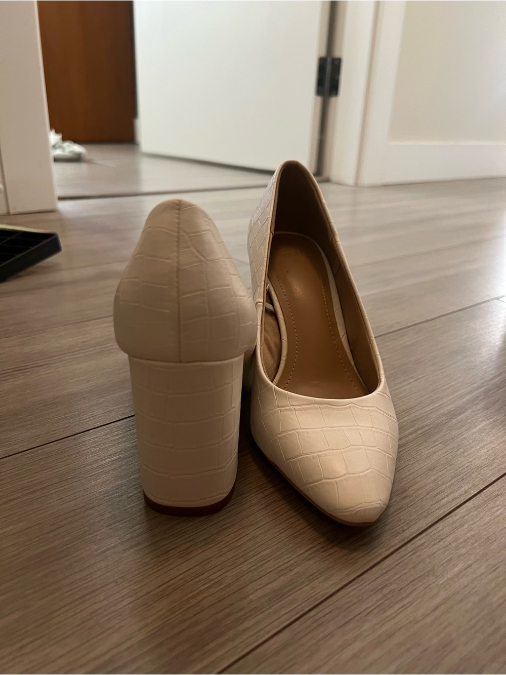 H&M White block heels